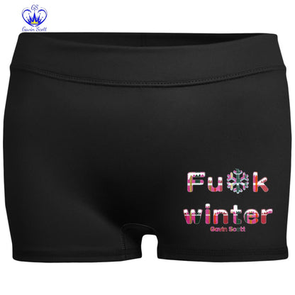 Gavin Scott Censored FU*K WINTER Fitted Moisture-Wicking 2.5 inch Inseam Shorts (Femme XS-2XL)