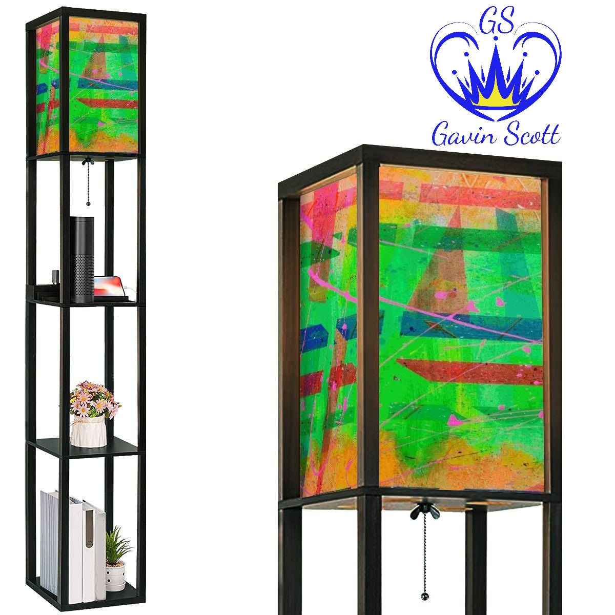 Gavin Scott Floor Lamp with Shelves (2 Colors)