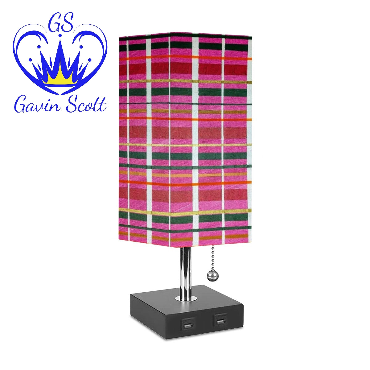 Gavin Scott Square Table Lamp with two USB Ports