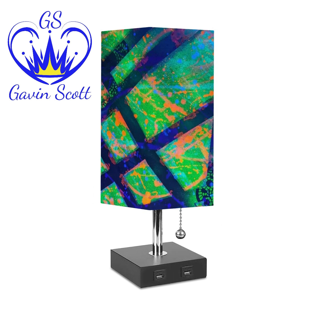 Gavin Scott Square Table Lamp with two USB Ports