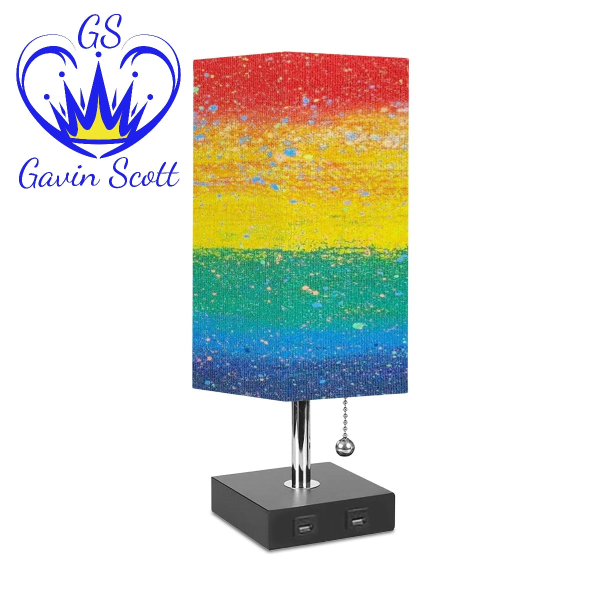 Gavin Scott PRIDE Square Table Lamp with two USB Ports