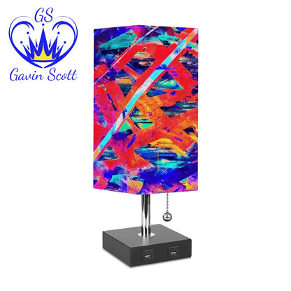 Gavin Scott Square Table Lamp with two USB Ports