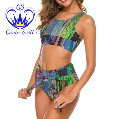Gavin Scott Tie Front Two-Piece Swimsuit (Femme S-2XL)