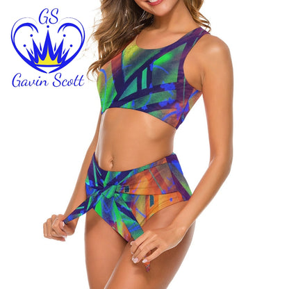 Gavin Scott Tie Front Two-Piece Swimsuit (Femme S-2XL)