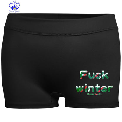 Gavin Scott Uncensored FUCK WINTER Fitted Moisture-Wicking 2.5 inch Inseam Shorts (Femme XS-2XL)