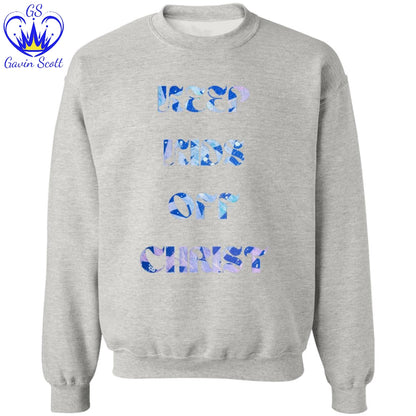 Gavin Scott KEEP KIDS OFF CHRIST Pullover Crewneck Sweatshirt (Masc S-3XL)