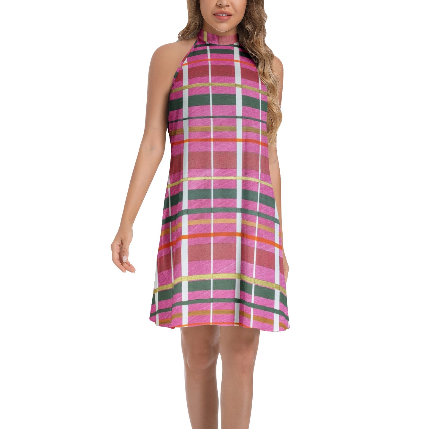 Gavin Scott Tie Back Halter Neck Flared Dress (Femme XS-3XL)