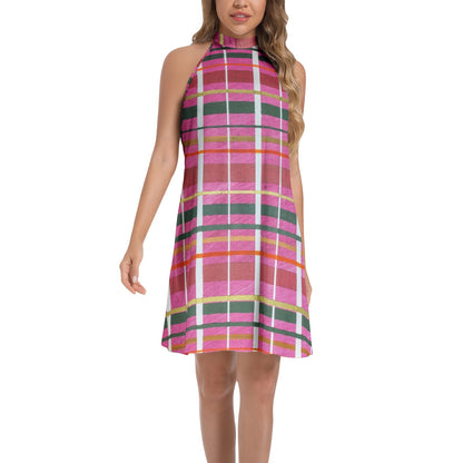 Gavin Scott Tie Back Halter Neck Flared Dress (Femme XS-3XL)