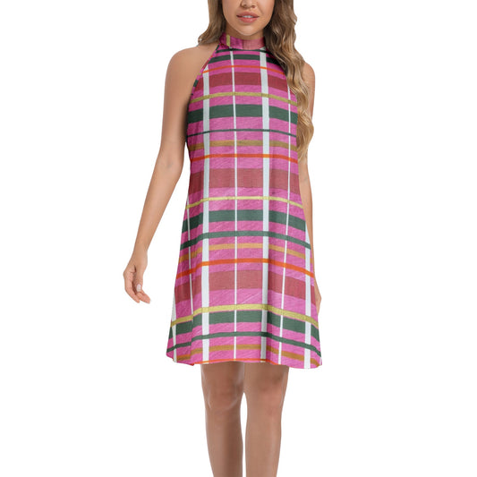 Gavin Scott Tie Back Halter Neck Flared Dress (Femme XS-3XL)