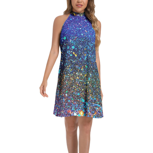 Gavin Scott Tie Back Halter Neck Flared Dress (Femme XS-3XL)