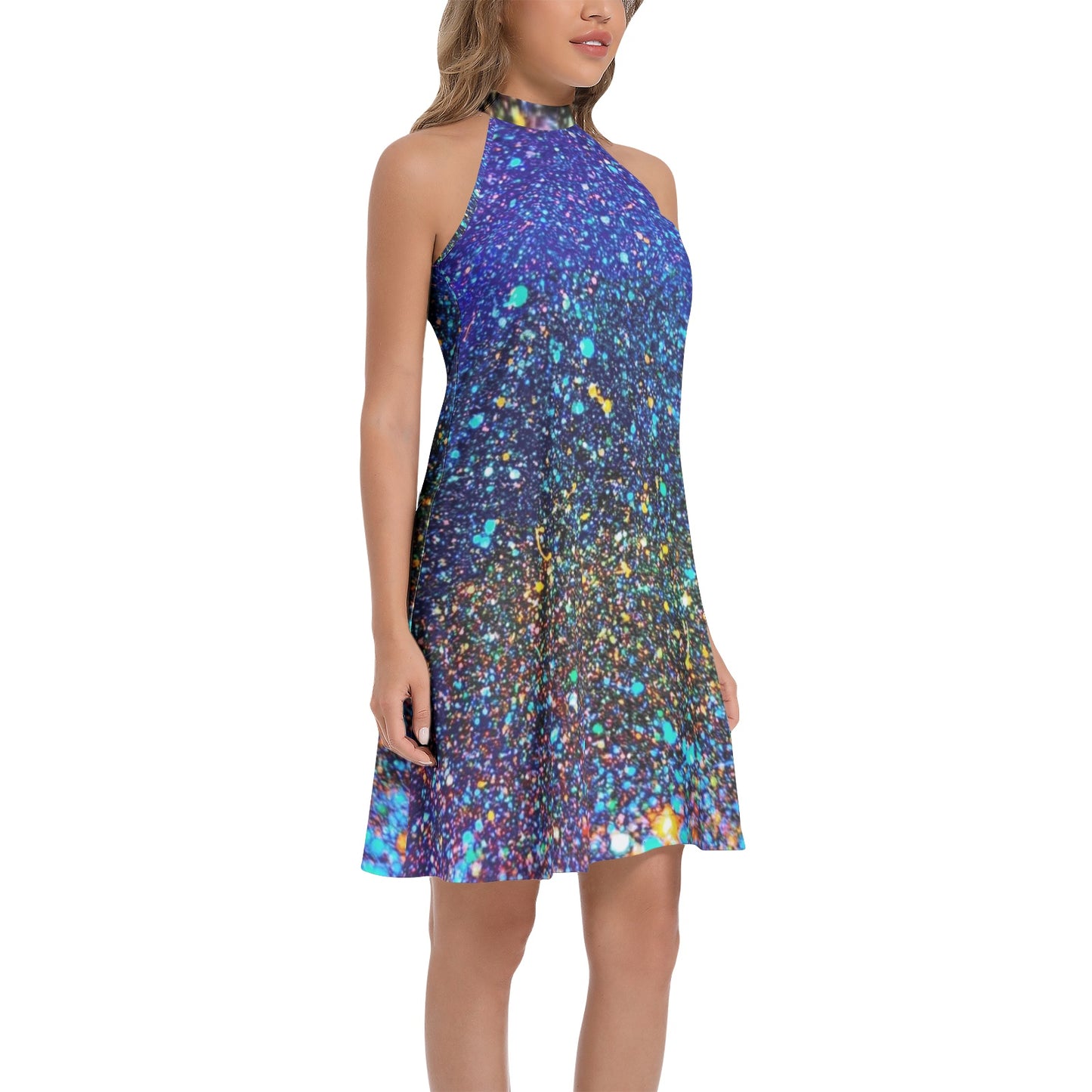 Gavin Scott Tie Back Halter Neck Flared Dress (Femme XS-3XL)