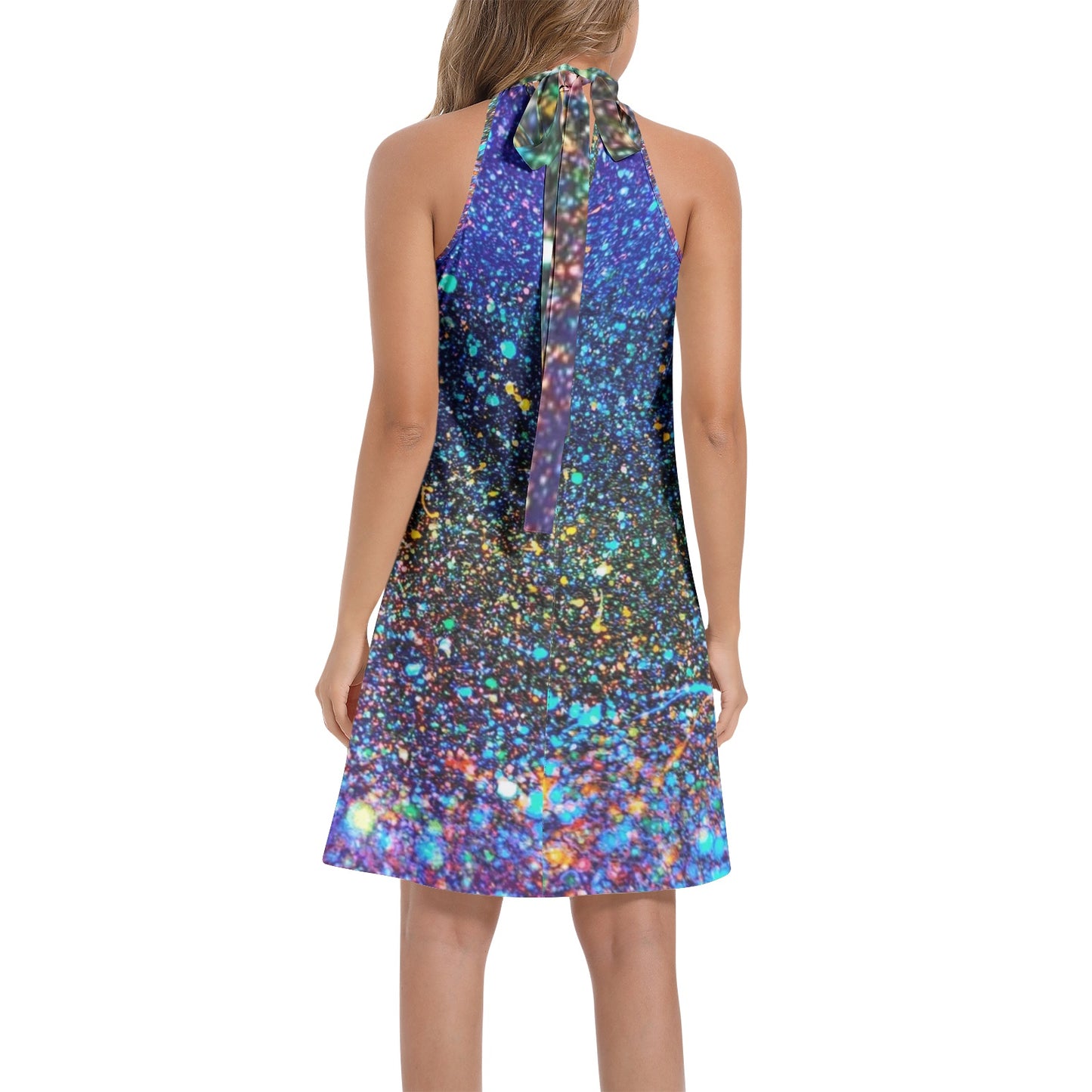 Gavin Scott Tie Back Halter Neck Flared Dress (Femme XS-3XL)