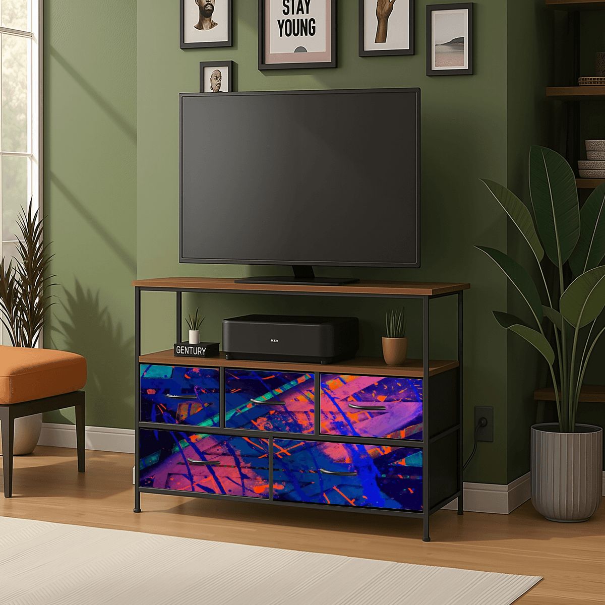 Gavin Scott TV Stand w/5 Drawer Dresser & Charging Station