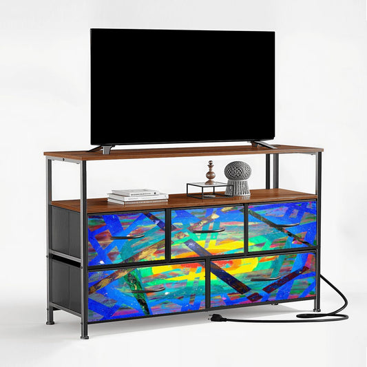 Gavin Scott TV Stand w/5 Drawer Dresser & Charging Station