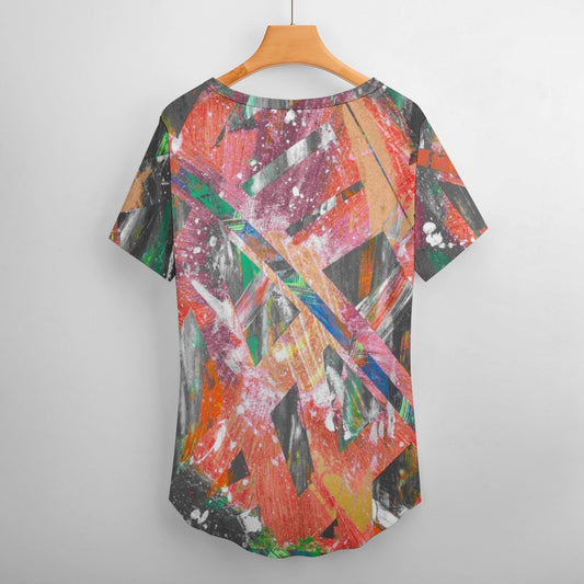 Gavin Scott Ice Silk V-Neck Short-sleeve Shirt (Femme S-5XL)