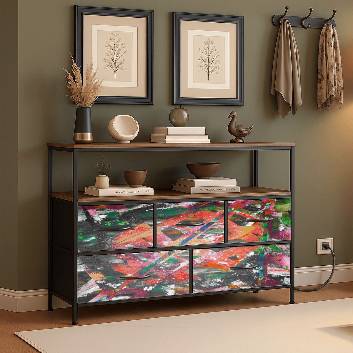 Gavin Scott TV Stand w/5 Drawer Dresser & Charging Station