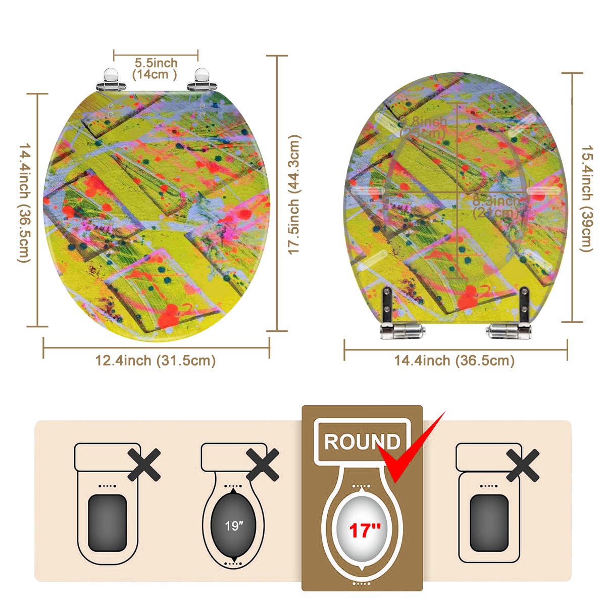 Gavin Scott Round Toilet Seat w/Matching Soft-close Lid (O-Shape)