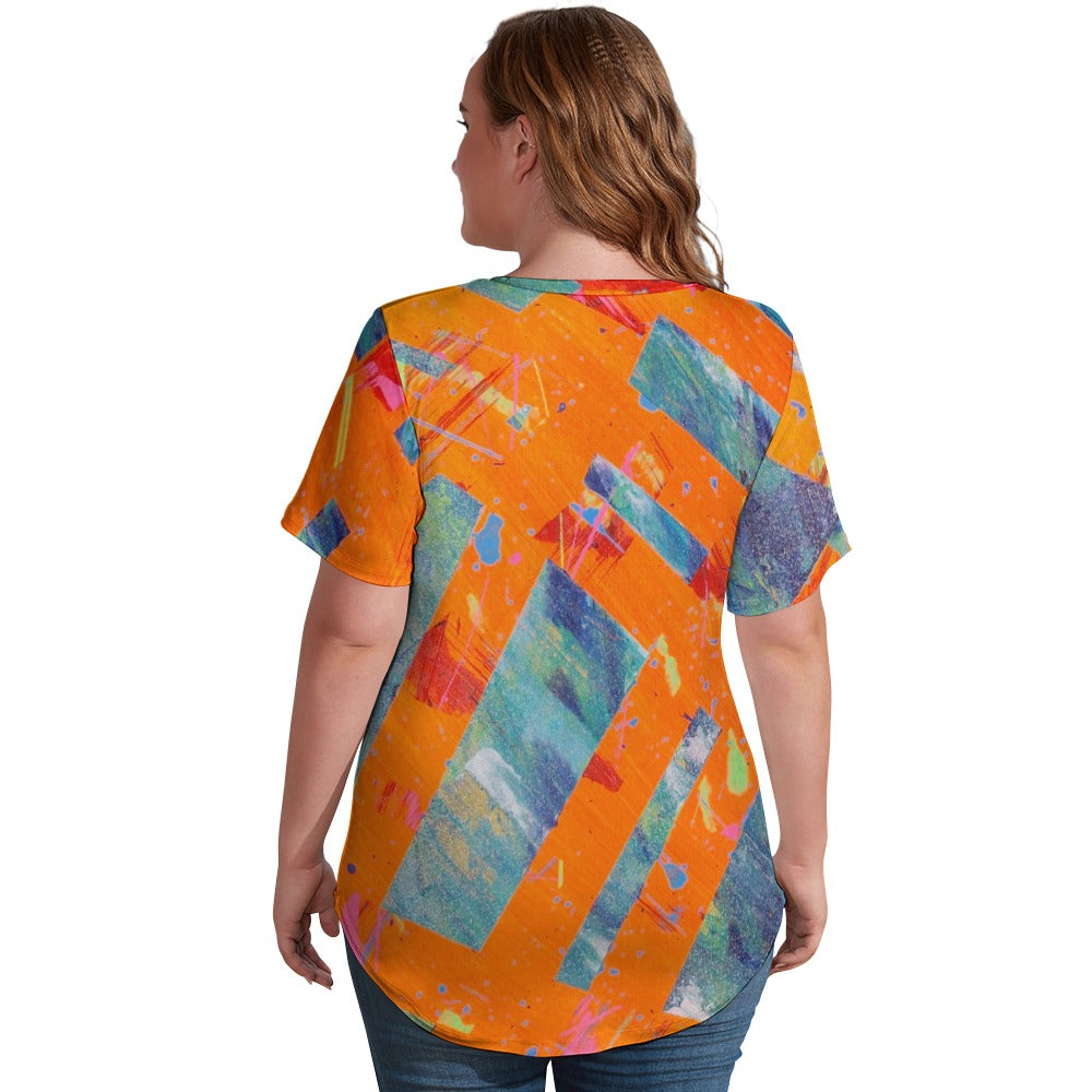 Gavin Scott Ice Silk V-Neck Short-sleeve Shirt (Femme S-5XL)