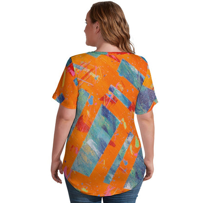 Gavin Scott Ice Silk V-Neck Short-sleeve Shirt (Femme S-5XL)