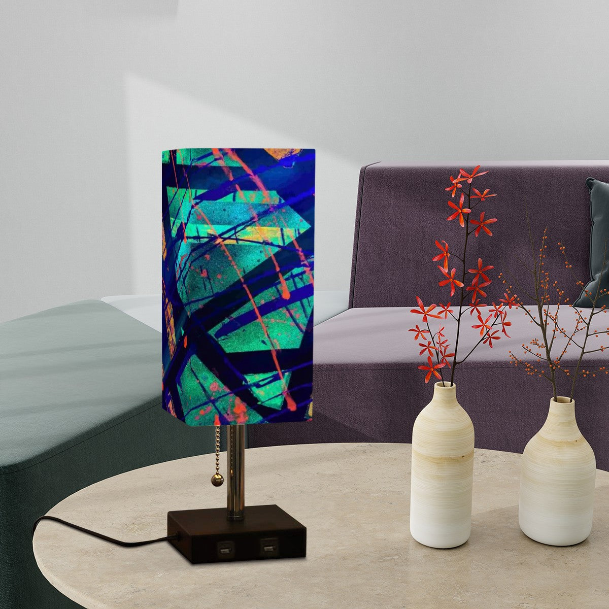 Gavin Scott Square Table Lamp with USB Port