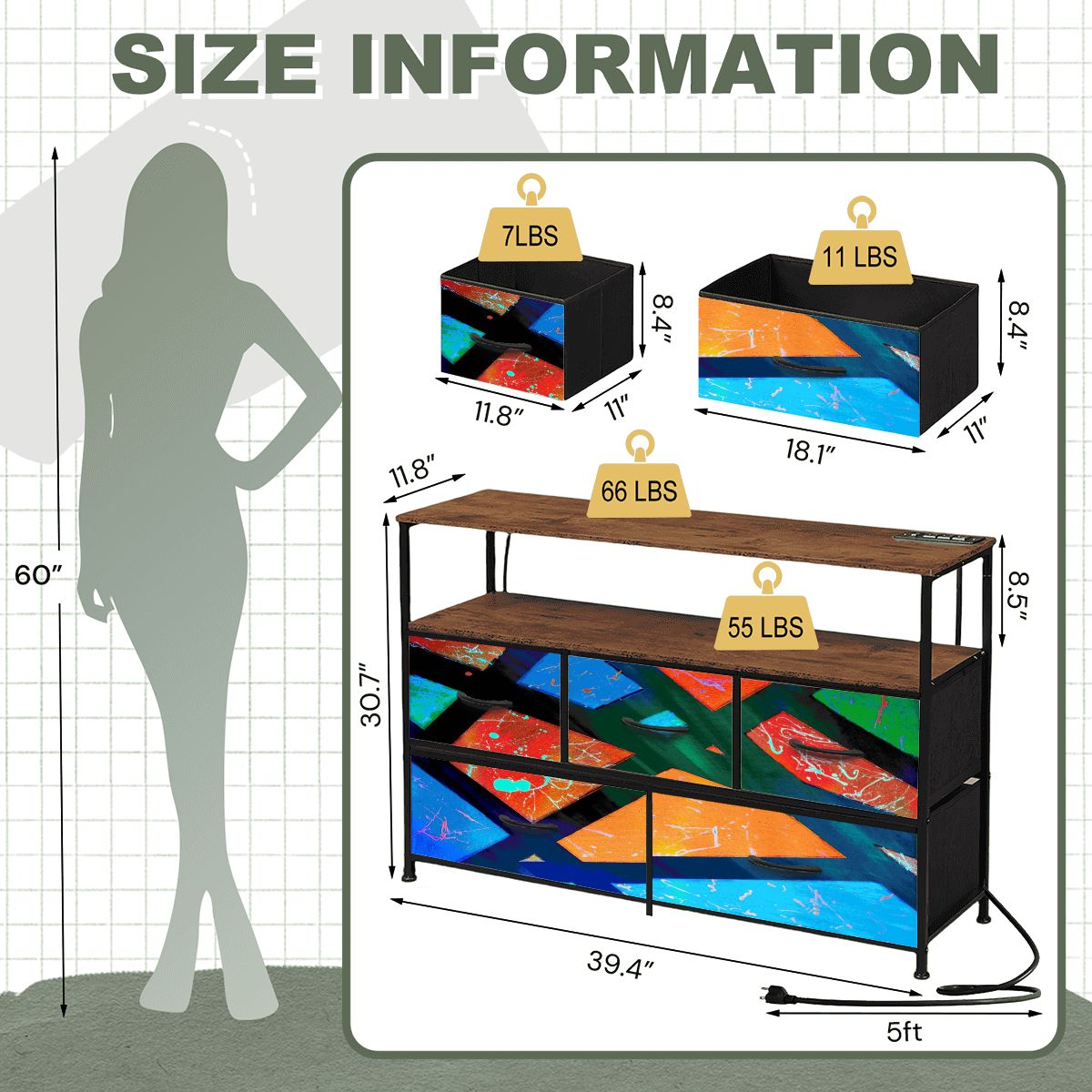 Gavin Scott TV Stand w/5 Drawer Dresser & Charging Station
