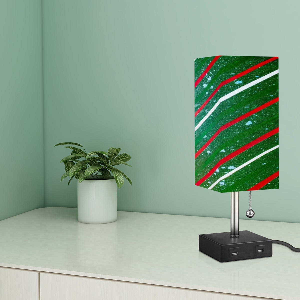 Gavin Scott Square Table Lamp with two USB Ports