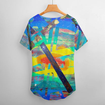 Gavin Scott Ice Silk V-Neck Short-sleeve Shirt (Femme S-5XL)