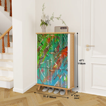 Gavin Scott Wood & Leather Shoe Cabinet