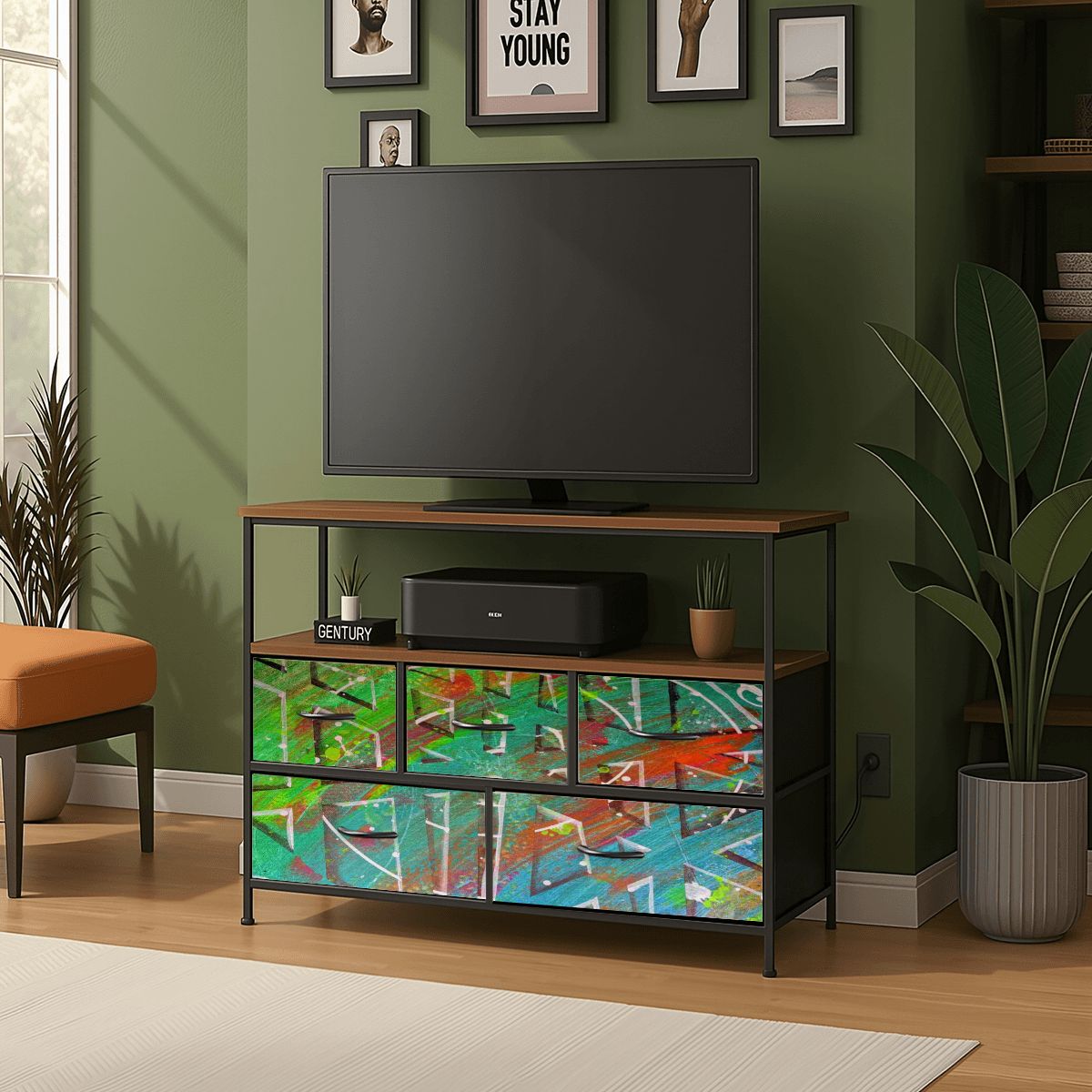 Gavin Scott TV Stand w/5 Drawer Dresser & Charging Station