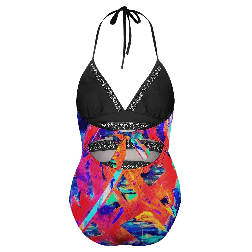 Gavin Scott Lace Halter One-Piece Swimsuit (Femme XL-4XL)