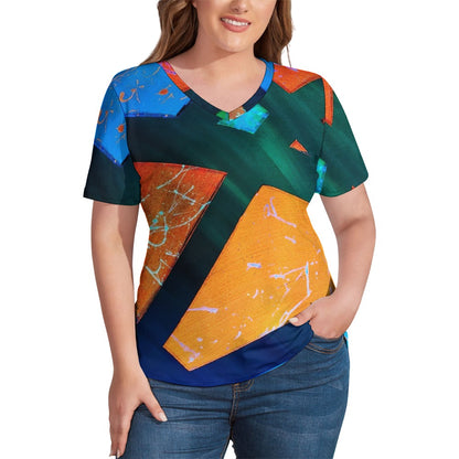 Gavin Scott Ice Silk V-Neck Short-sleeve Shirt (Femme S-5XL)