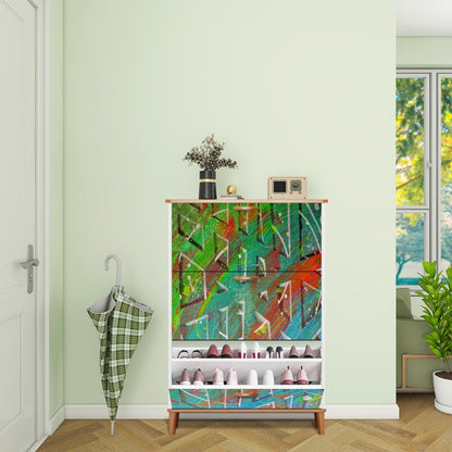 Gavin Scott Wood & Leather Shoe Cabinet