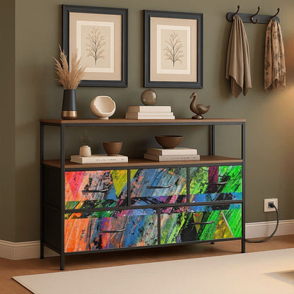 Gavin Scott TV Stand w/5 Drawer Dresser & Charging Station