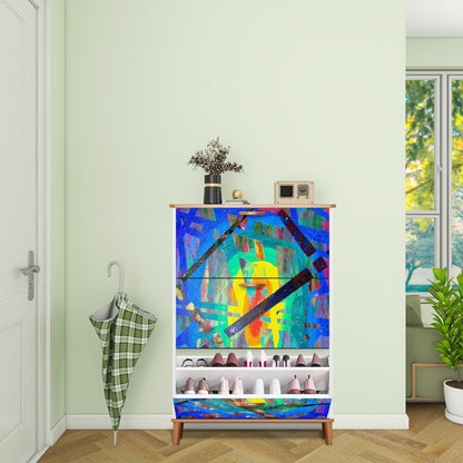 Gavin Scott Wood & Leather Shoe Cabinet