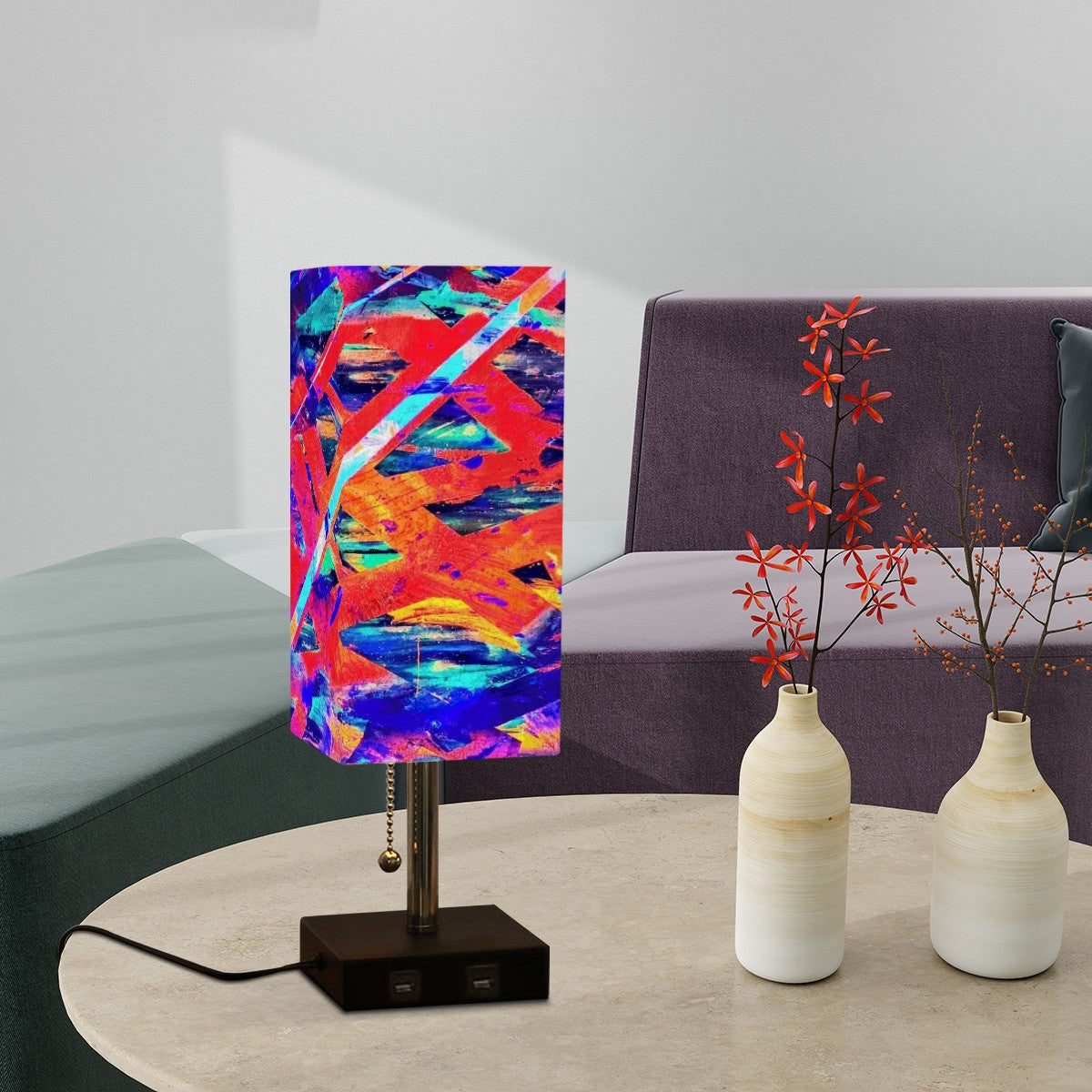 Gavin Scott Square Table Lamp with USB Port