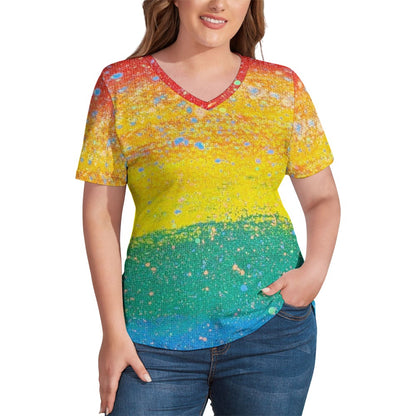 Gavin Scott Ice Silk V-Neck Short-sleeve Shirt (Femme S-5XL)