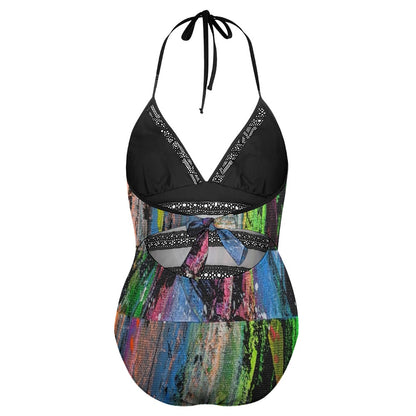 Gavin Scott Lace Halter One-Piece Swimsuit (Femme XL-4XL)