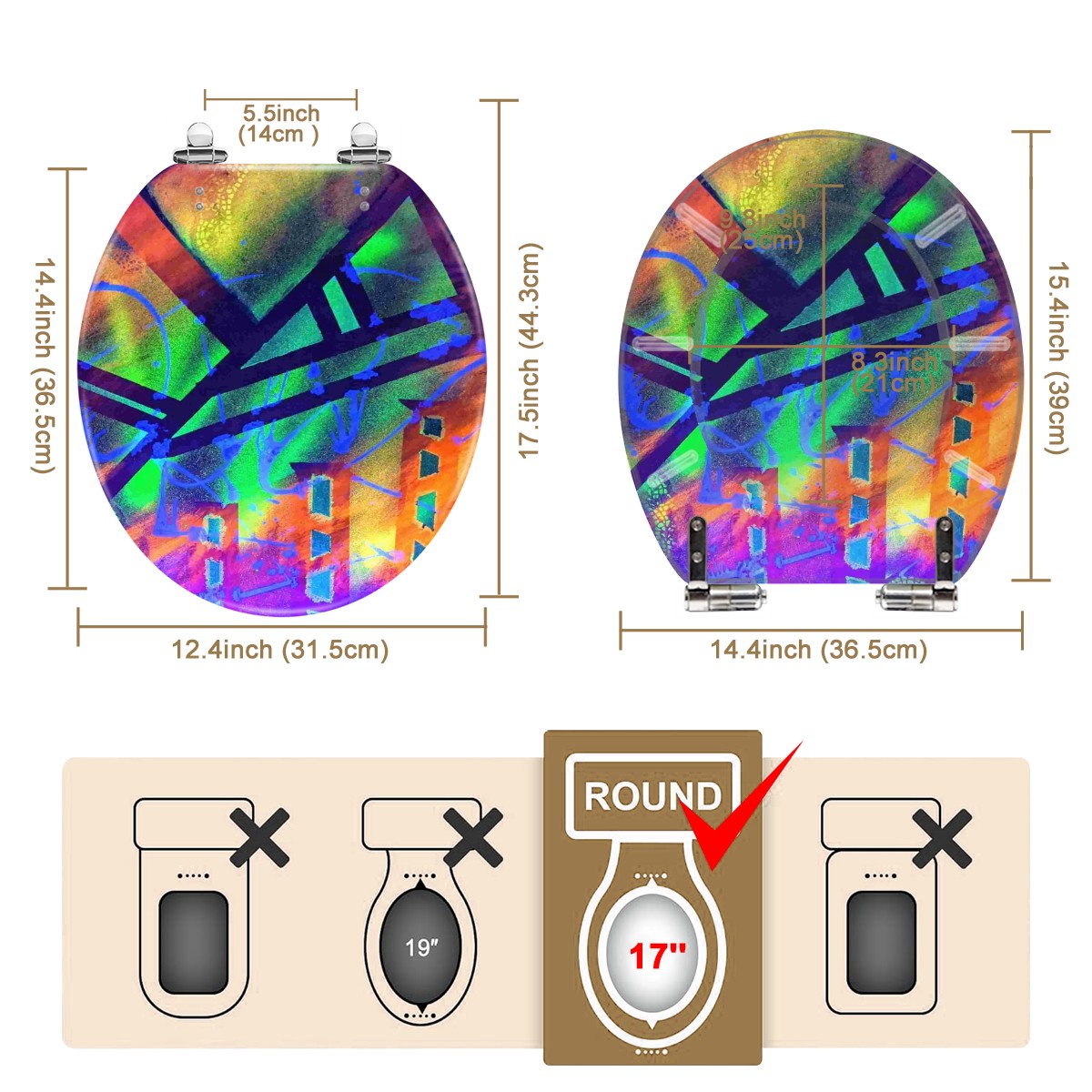 Gavin Scott Round Toilet Seat w/Matching Soft-close Lid (O-Shape)