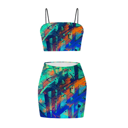 Gavin Scott Crop Tank Top & Mini Skirt Set (Femme S-4XL)