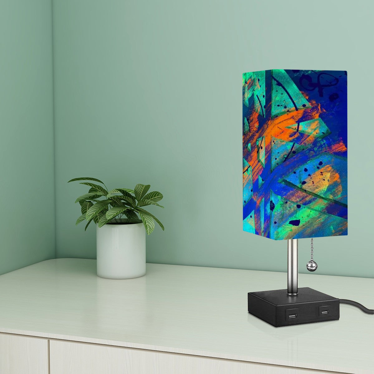 Gavin Scott Square Table Lamp with USB Port