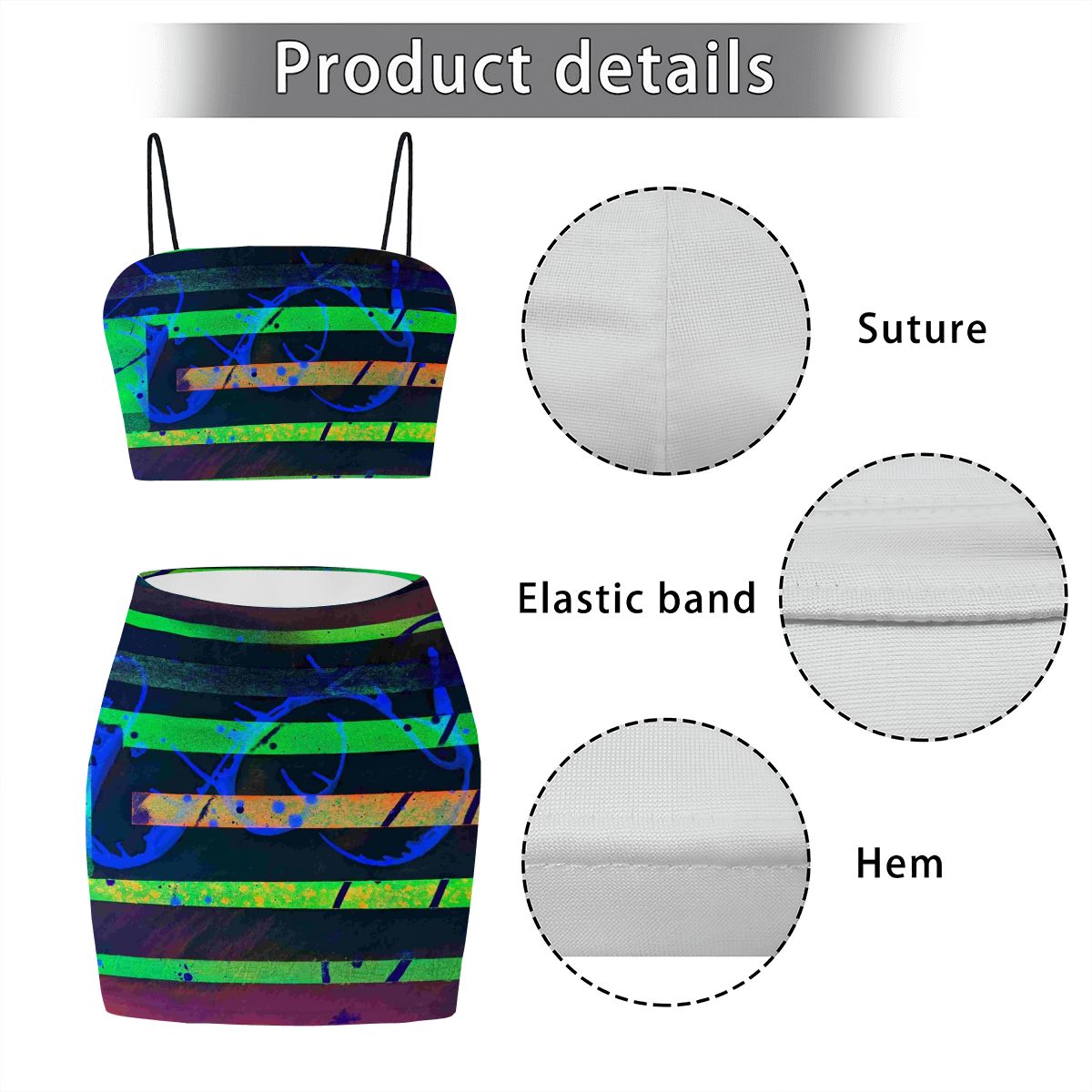 Gavin Scott Crop Tank Top & Mini Skirt Set (Femme S-4XL)