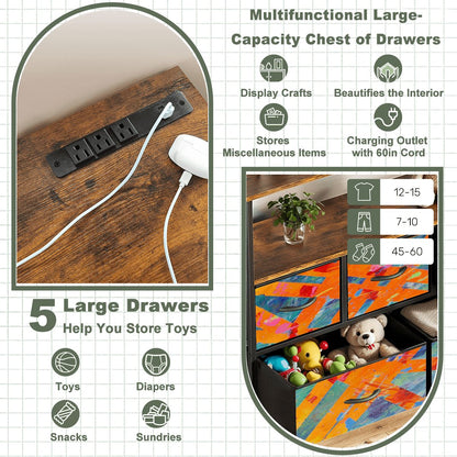 Gavin Scott TV Stand w/5 Drawer Dresser & Charging Station