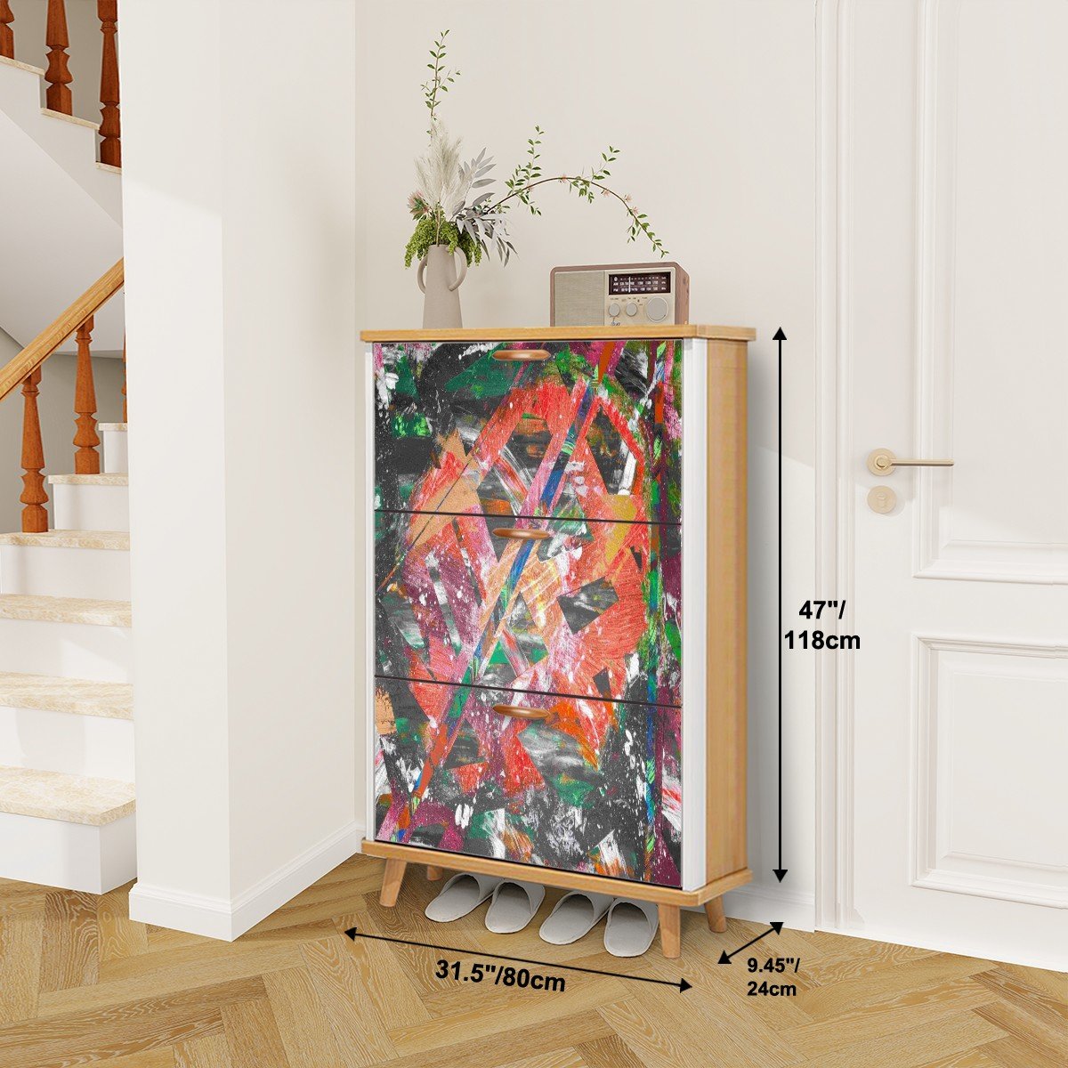 Gavin Scott Wood & Leather Shoe Cabinet