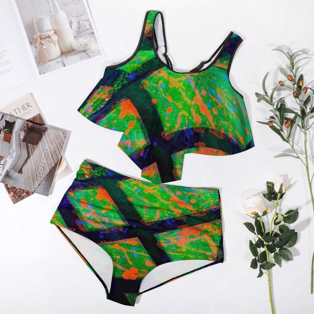 Gavin Scott Ruffled Two Piece Swimsuit (Femme XL-4XL)