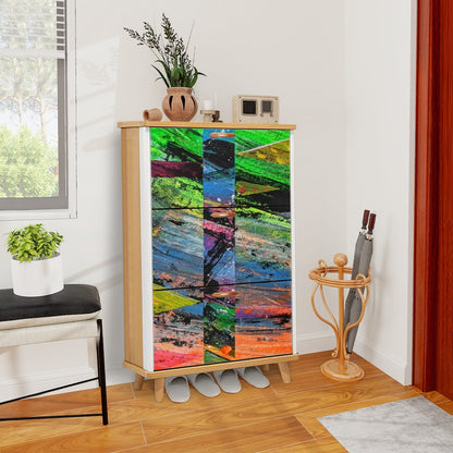 Gavin Scott Wood & Leather Shoe Cabinet