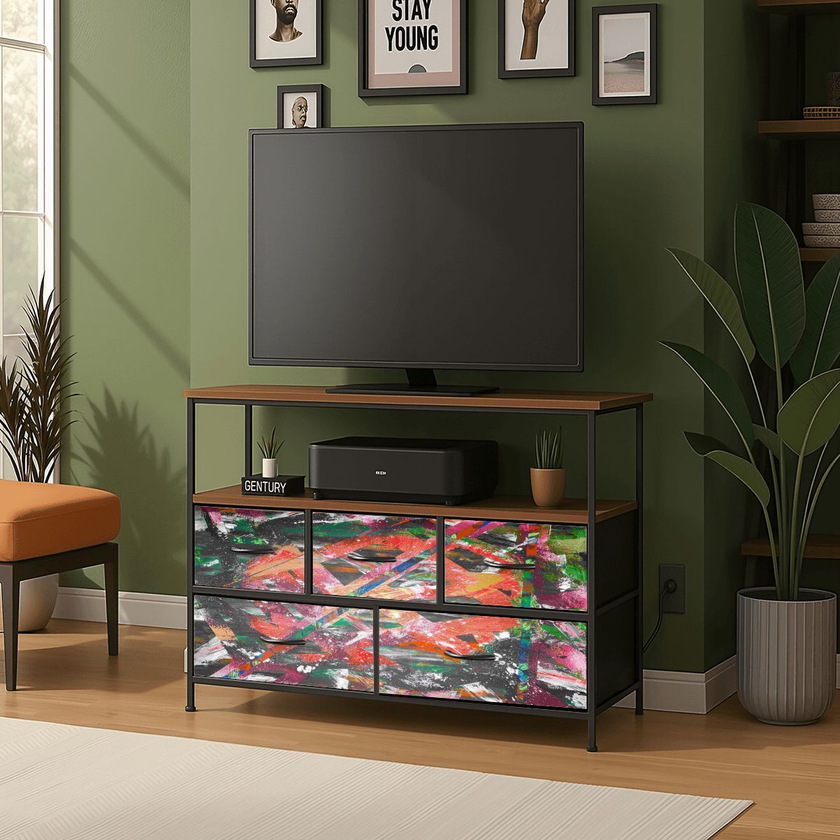 Gavin Scott TV Stand w/5 Drawer Dresser & Charging Station