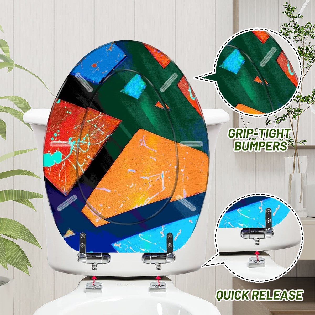 Gavin Scott Elongated Toilet Seat w/Matching Soft-close Lid (V-Shape)