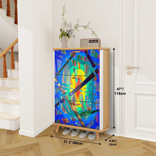 Gavin Scott Wood & Leather Shoe Cabinet