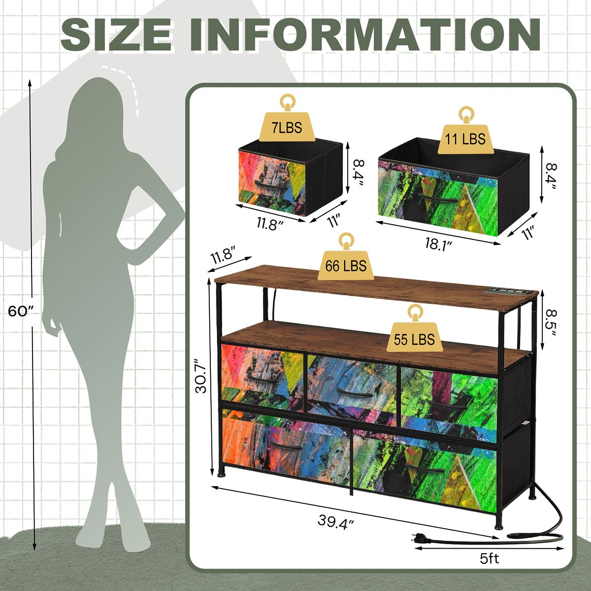 Gavin Scott TV Stand w/5 Drawer Dresser & Charging Station