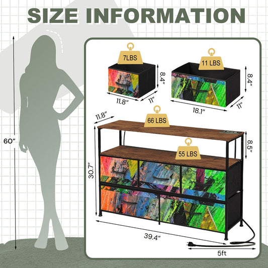 Gavin Scott TV Stand w/5 Drawer Dresser & Charging Station